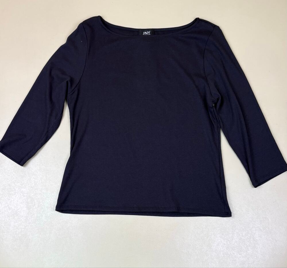 Women’s Black Boat Neck 3/4 Sleeve Top Size XL JNY Jones New York NWT